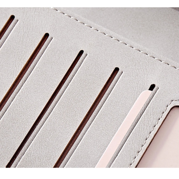 Leather Wrap around wallet/clutch in grey - Picture 3 of 8